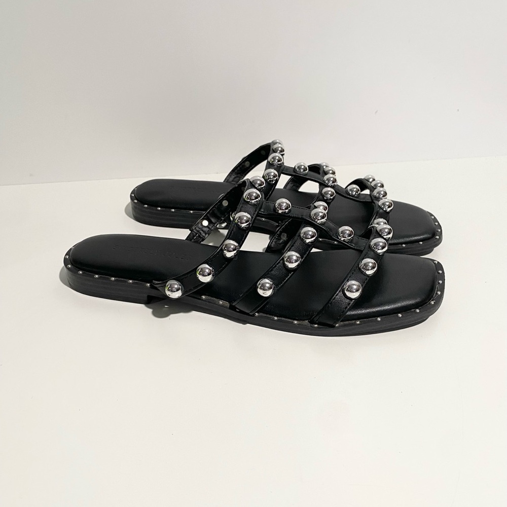 Sincerely Jules Black & Silver Slide Sandals “Ventura”‎ size 7.5 Studded - Picture 2 of 6